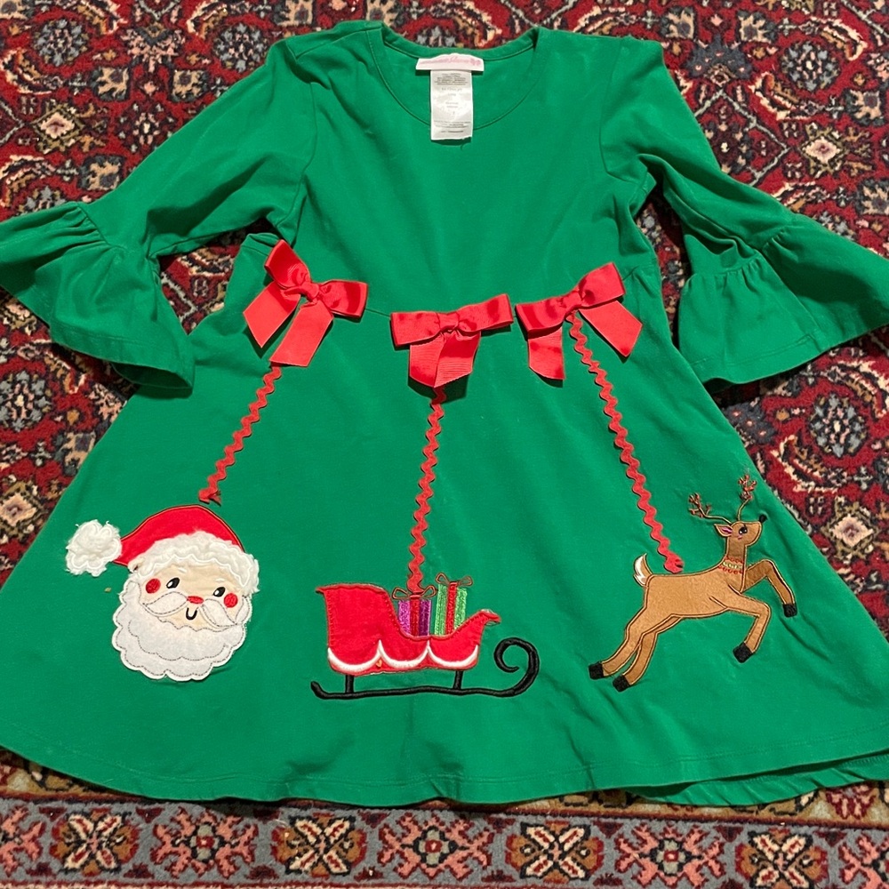Bonnie Jean Girls Size 7 Christmas Holiday Tunic Shirt green